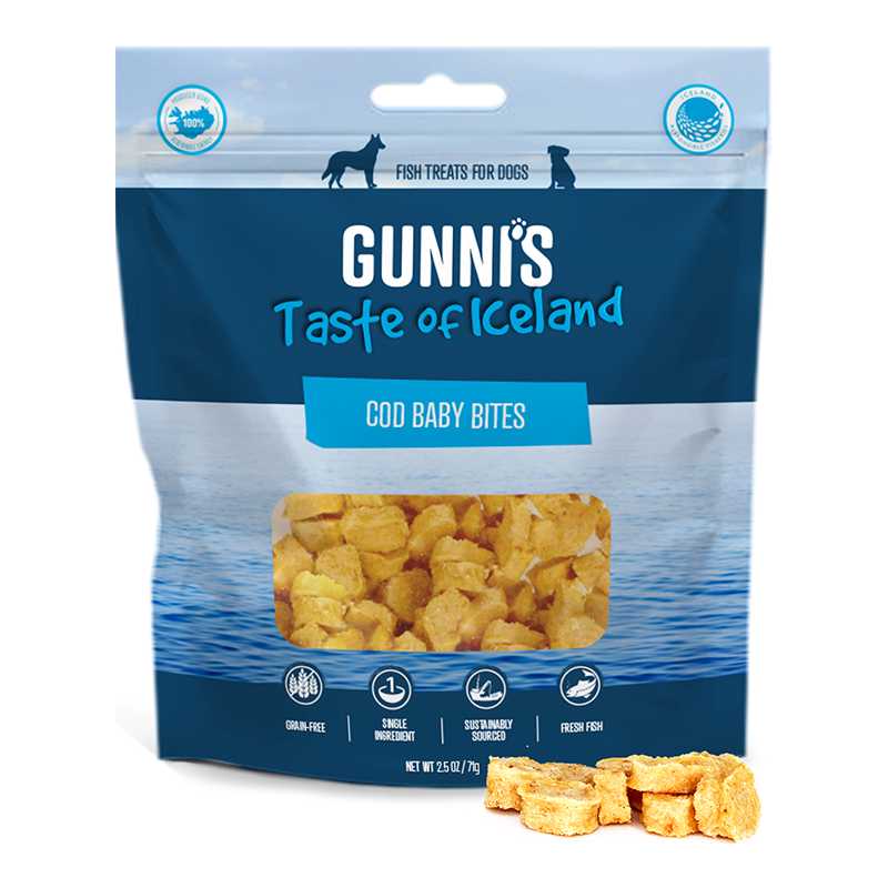 Gunni's Omega Rich Cod Baby Bites Dog Treats Gunni's Taste of Iceland