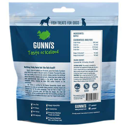 Gunni's Taste of Iceland  Omega Rich Wolffish Skin Chips Dog Treats Gunni's Taste of Iceland