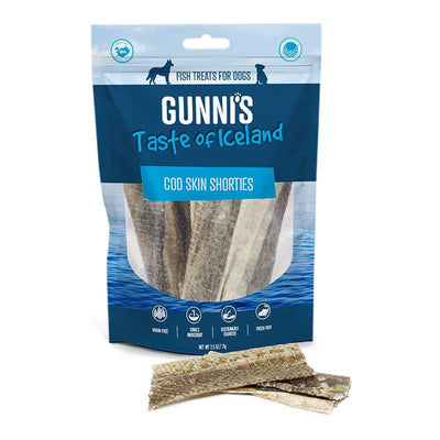 Gunni's Taste of Iceland Omega Rich  Cod Skin Shorties Dog Treats 2.5oz Gunni's Taste of Iceland