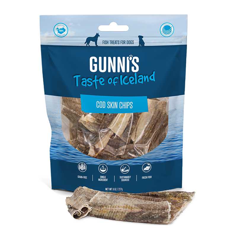 Gunni's Taste of Iceland Omega Rich Cod Skin Chips Dog Treats  9.0oz Gunni's Taste of Iceland
