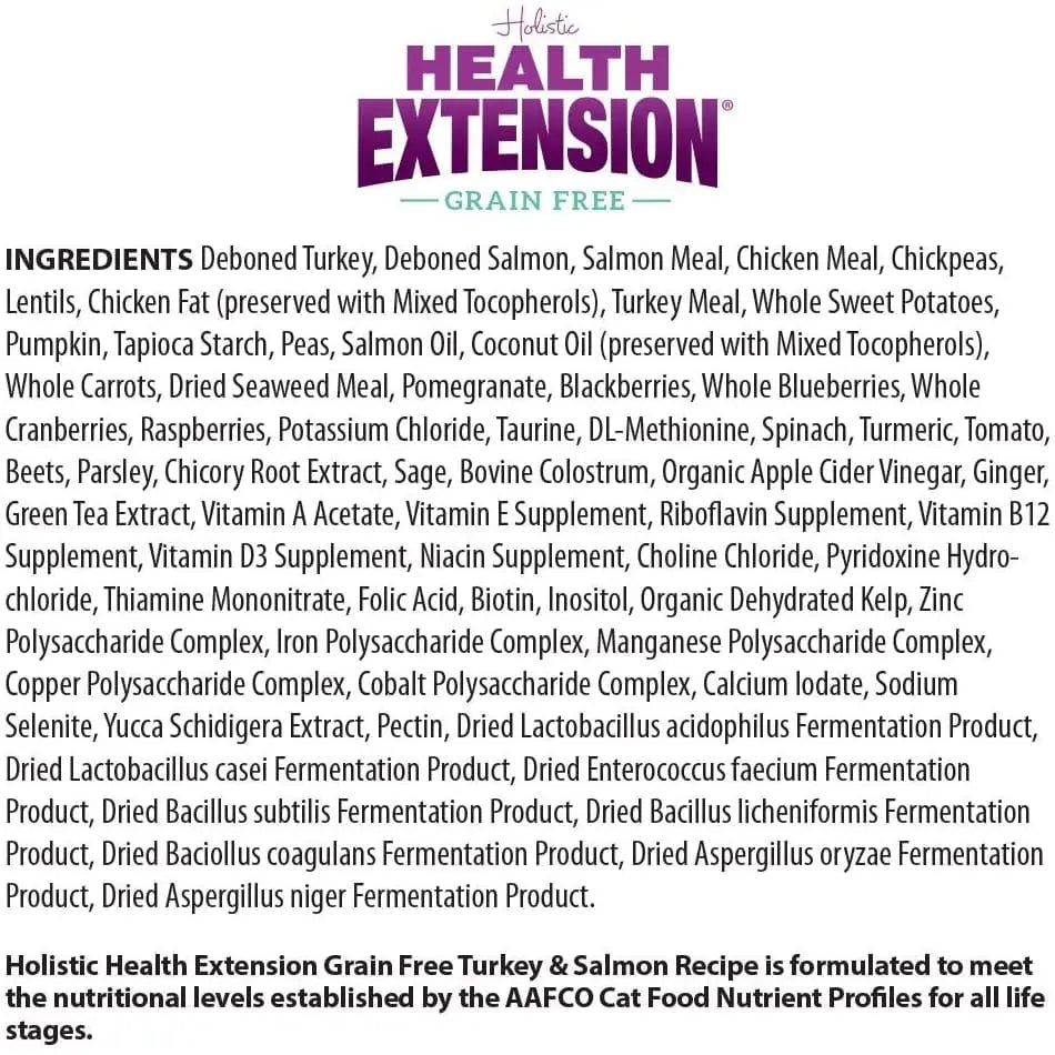 Health Extension Turkey & Salmon Kitten / Cat Grain Free Dry Cat Food Health Extension