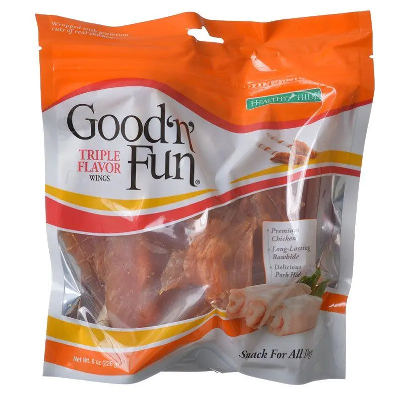 Healthy Hide Good 'n' Fun Triple-Flavor Wings - Chicken, Rawhide & Pork Hide Healthy Hide