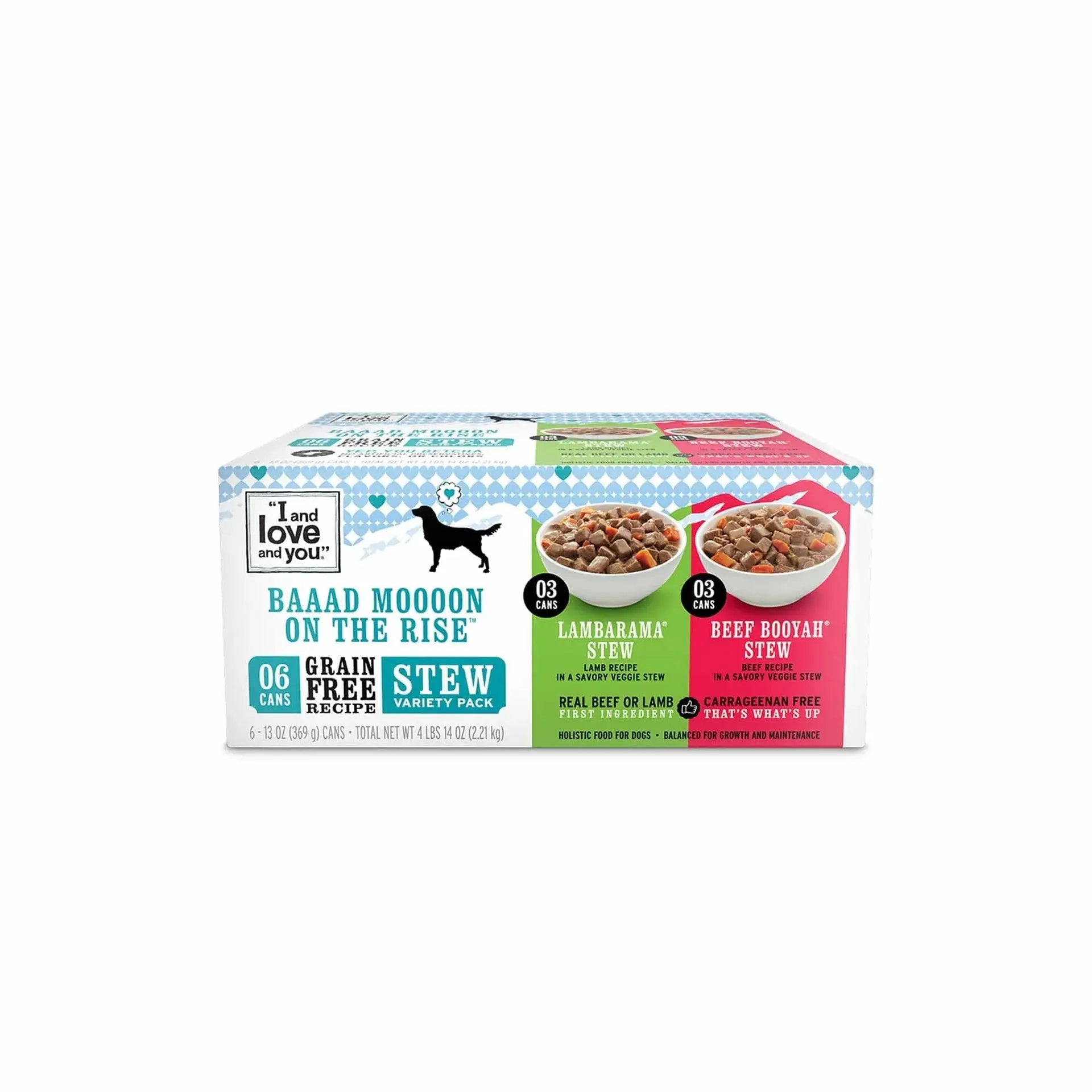 I and Love and You Dog Can Variety-Pack, Stew - Bad Mooooon On The Rise Wet Dog Food 13 OZ CAN (6 PACK) I and Love and You