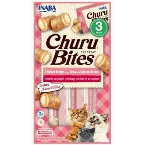 Inaba Churu Bites Cat Treat Chicken Recipe wraps Tuna with Salmon Recipe Inaba LMP