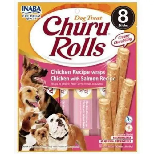 Inaba Churu Rolls Dog Treat Chicken Recipe wraps Chicken with Salmon Recipe Inaba LMP