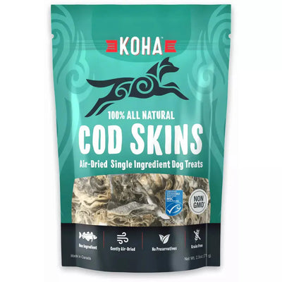 KOHA Air Dried Single Ingredient Cod Skins Dog Treats, 2.5oz KOHA