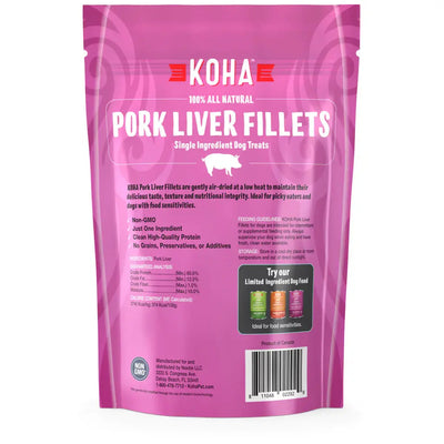 KOHA Air Dried Single Ingredient Pork Liver Fillets Dog Treats, 4oz KOHA