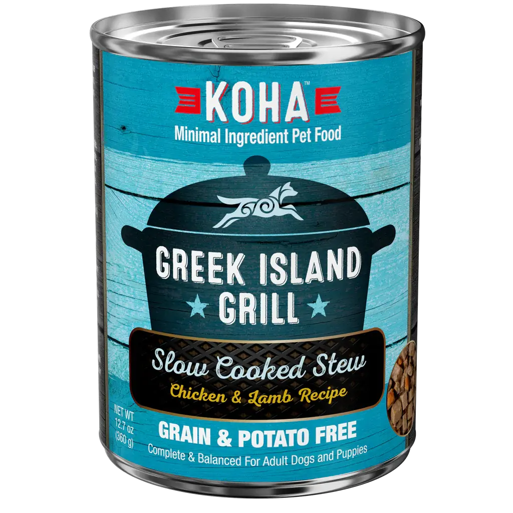 KOHA Greek Island Grill Slow Cooked Stew Chicken and Lamb for Dogs 12.7oz Case of 12 KOHA