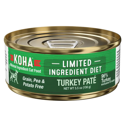 KOHA Limited Ingredient Diet Turkey Pâté Wet Cat Food 3 oz Cans Case of 24 KOHA