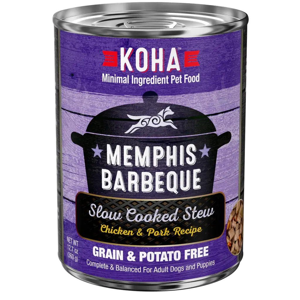 KOHA Memphis Barbeque Slow Cooked Stew Chicken & Pork Recipe for Dogs 12.7oz Case of 12 KOHA