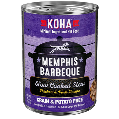 KOHA Memphis Barbeque Slow Cooked Stew Chicken & Pork Recipe for Dogs 12.7oz Case of 12 KOHA