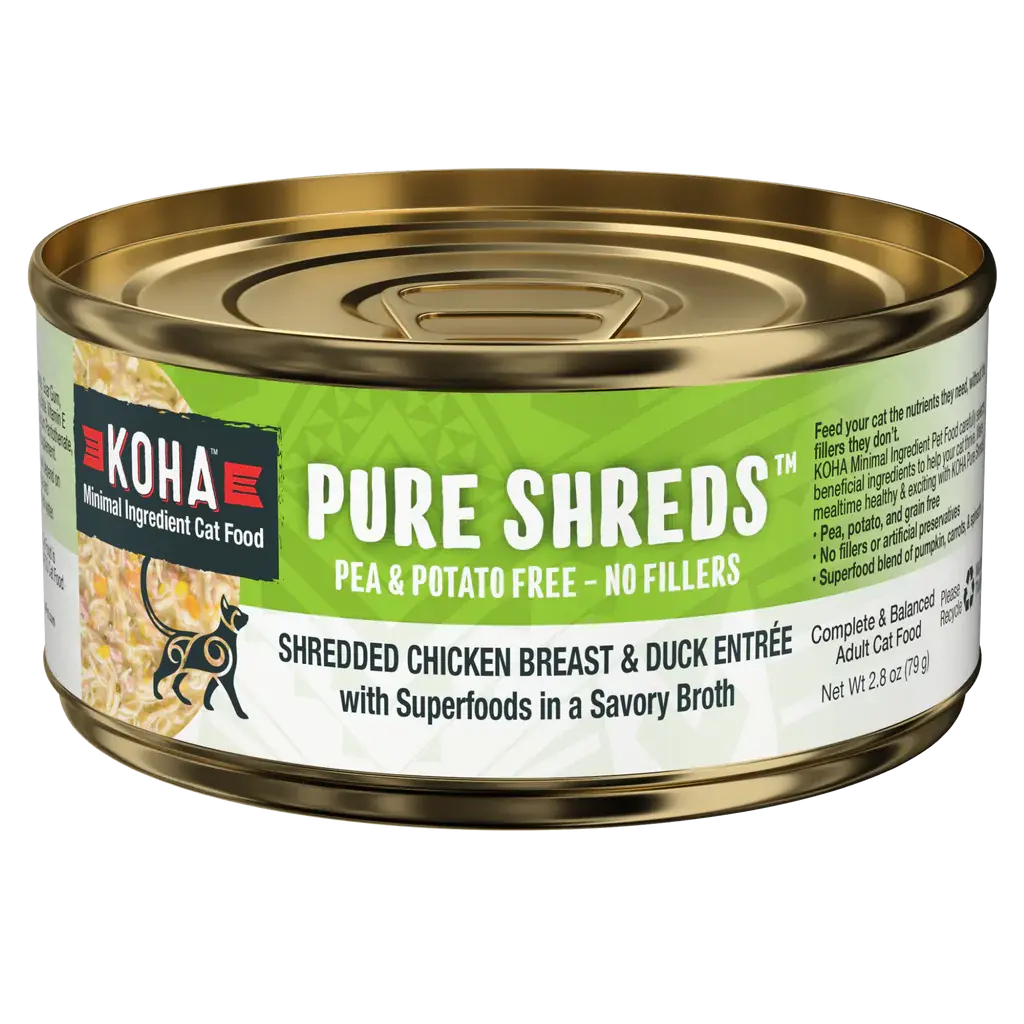 KOHA Pure Shreds Shredded Chicken Breast & Duck Entrée for Cats KOHA