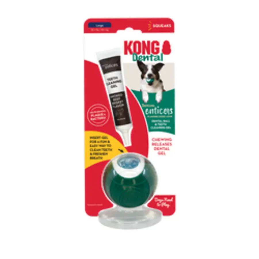 KONG Dental Ball w/Tropiclean Enticer Teeth Cleaning Gel Kong
