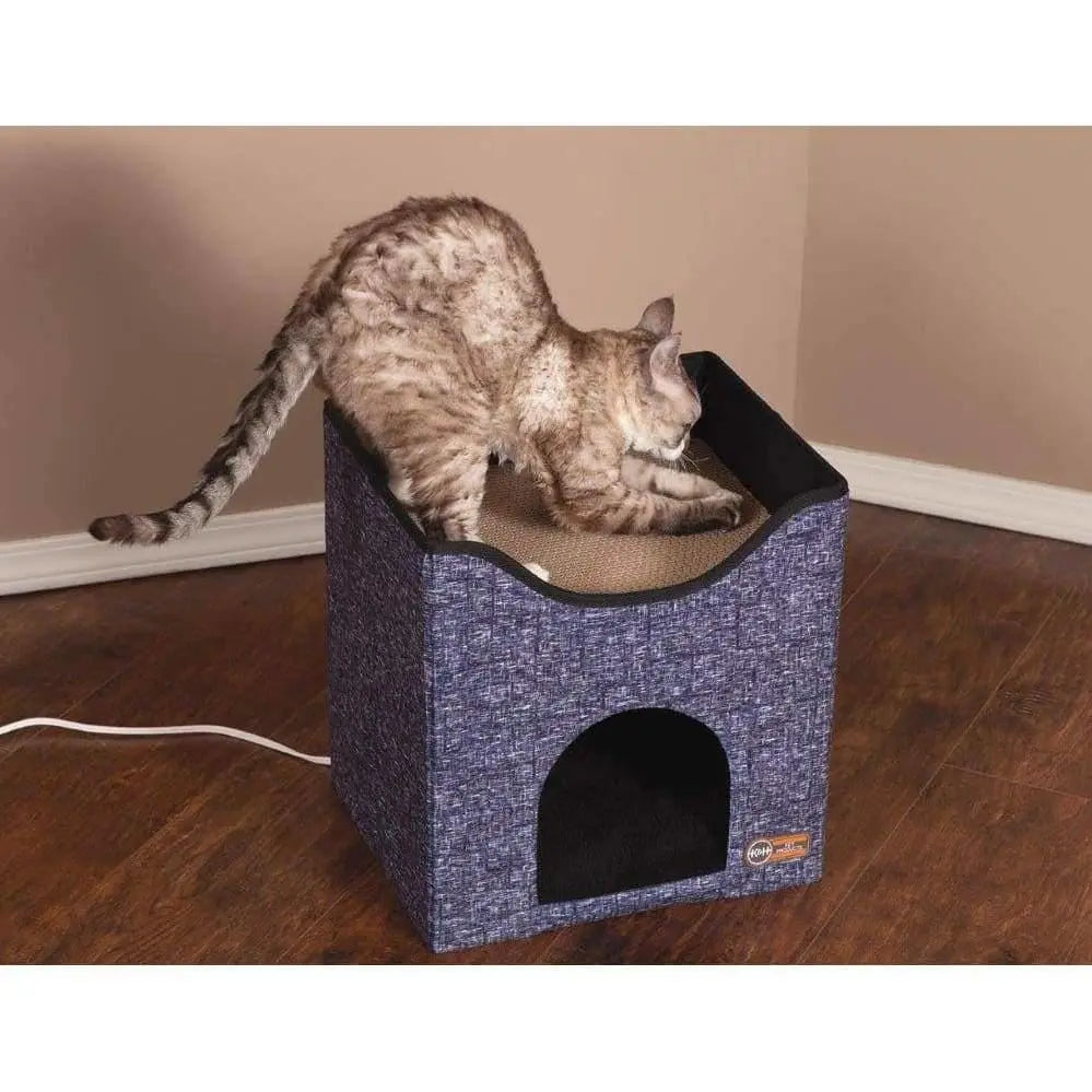 K&H PET PRODUCTS Thermo-Kitty Playhouse Heated Cat House & Cat Scratcher, 12" x 14" x 15" 4W K&H Pet Products