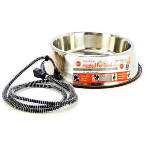 K&H Pet Products Thermal-Bowl Outdoor Heated Cat & Dog Water Bowl Stainless  Steel 102 Ounces