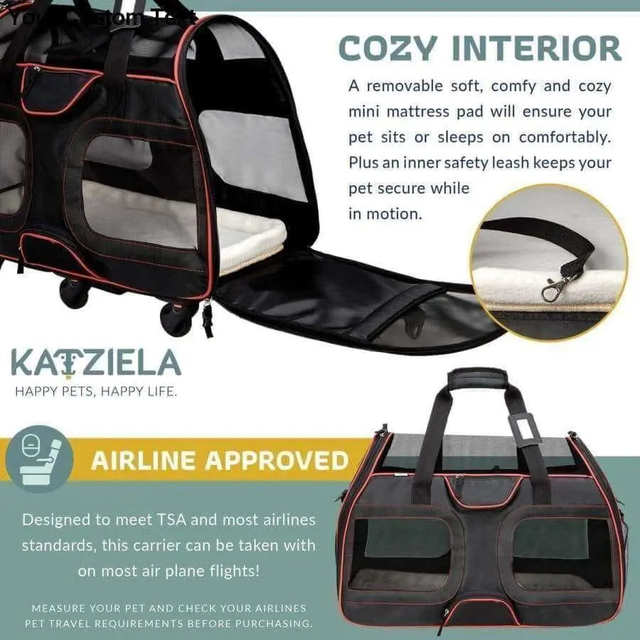 Katziela Airline Approved Wheeled Pet Carrier Orange Felix