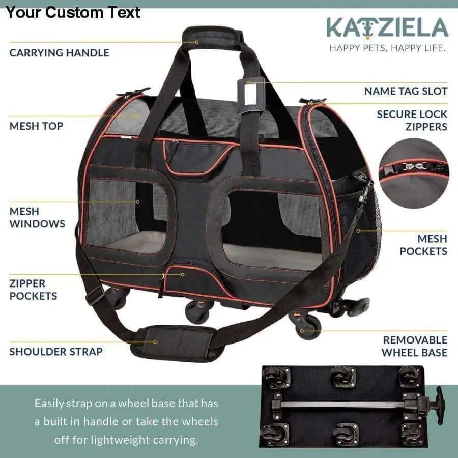 Katziela Airline Approved Wheeled Pet Carrier Orange Felix