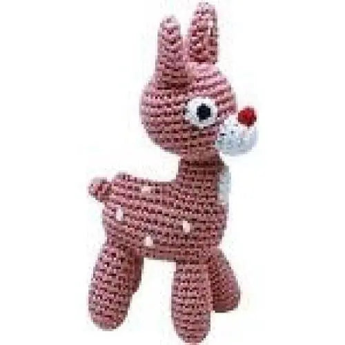 Knit Knacks Rudy the Reindeer Organic Cotton Small Dog Toy Pet Flys