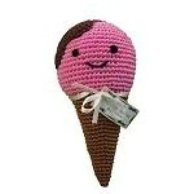 Knit Knacks Scoop the Ice Cream Cone Organic Cotton Small Dog Toy Pet Flys
