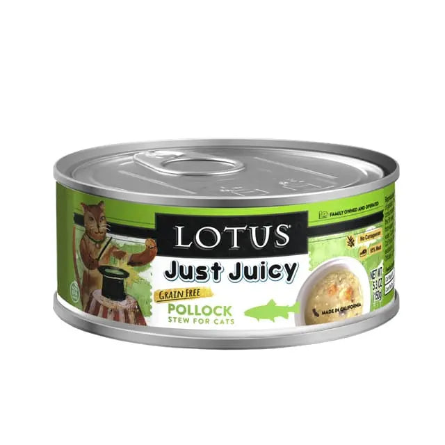 Lotus Just Juicy Pollock Stew Grain-Free Canned Cat Food Lotus