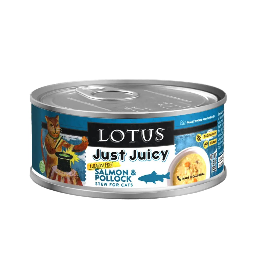 Lotus Just Juicy Salmon Pollock Stew Grain Free Canned Cat Food