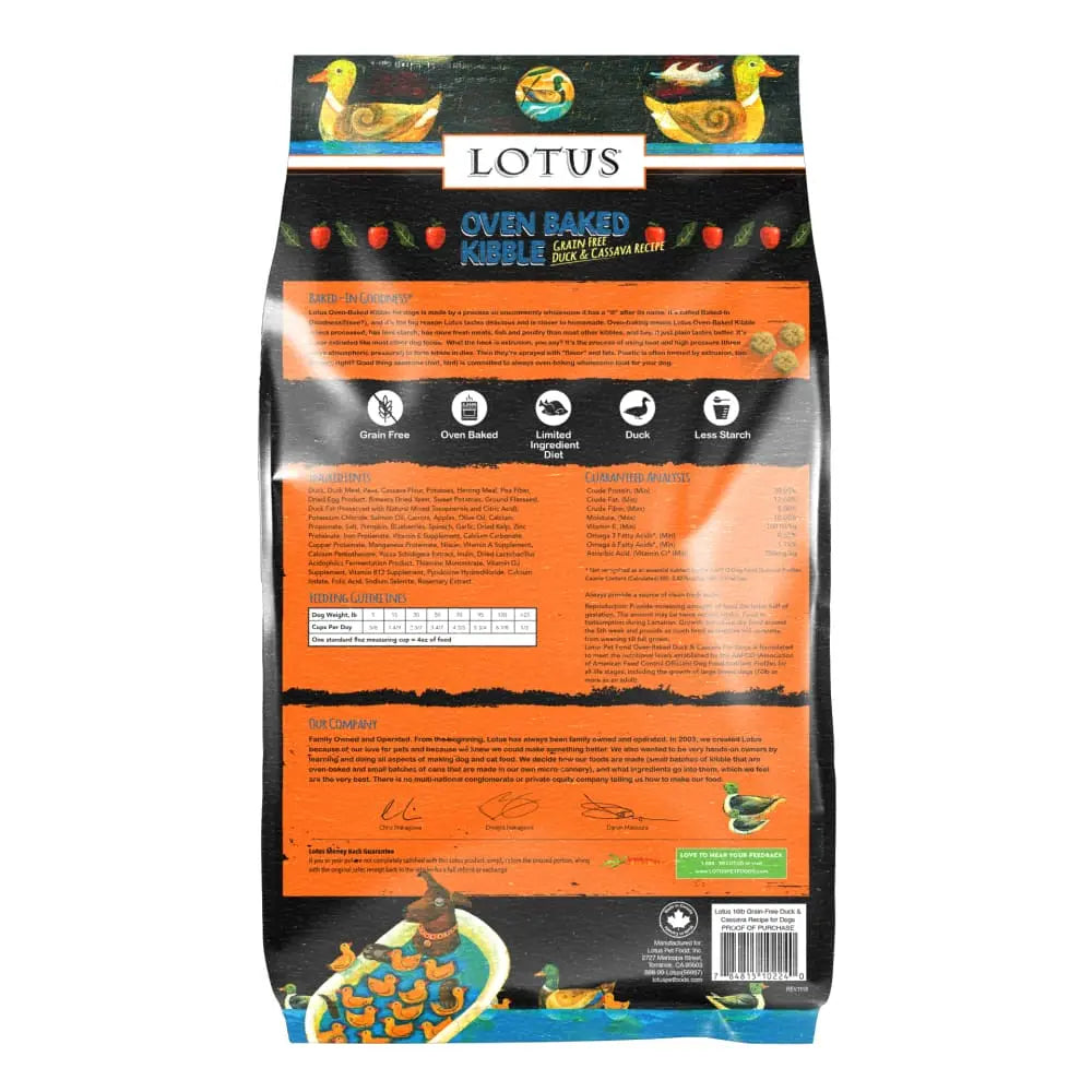 Lotus Oven-Baked Small Bites Grain-Free Duck & Cassava Recipe Dry Dog Food Lotus