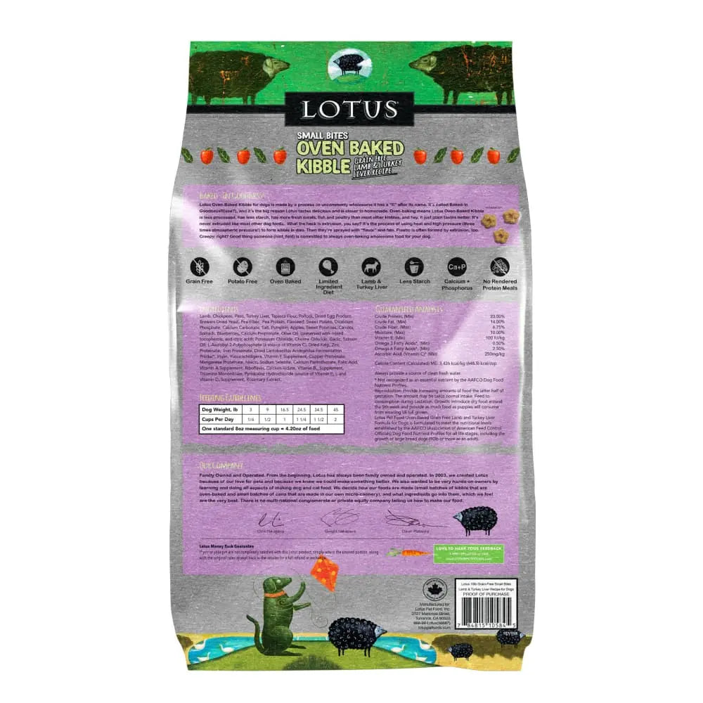 Lotus Oven-Baked Small Bites Grain-Free Lamb & Turkey Liver Dry Dog Food Lotus