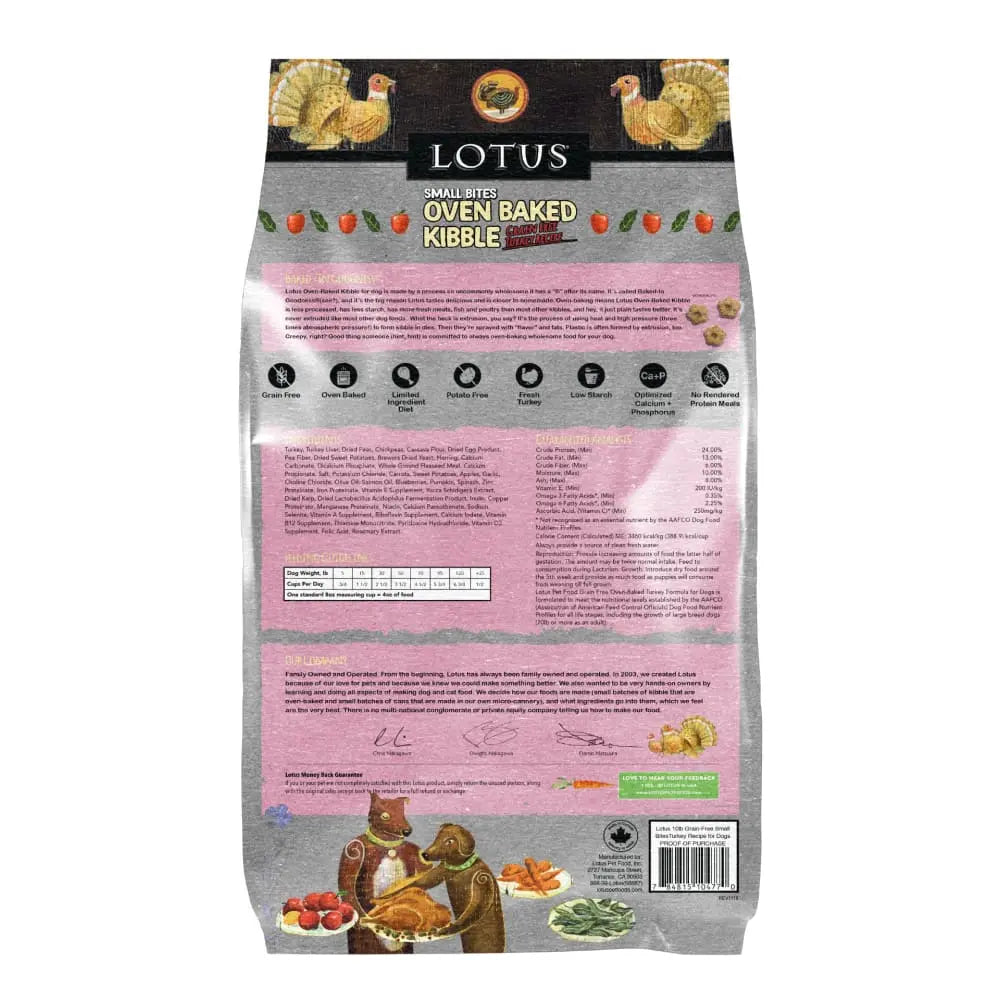 Lotus Oven-Baked Small Bites Grain-Free Turkey Recipe Dry Dog Food Lotus