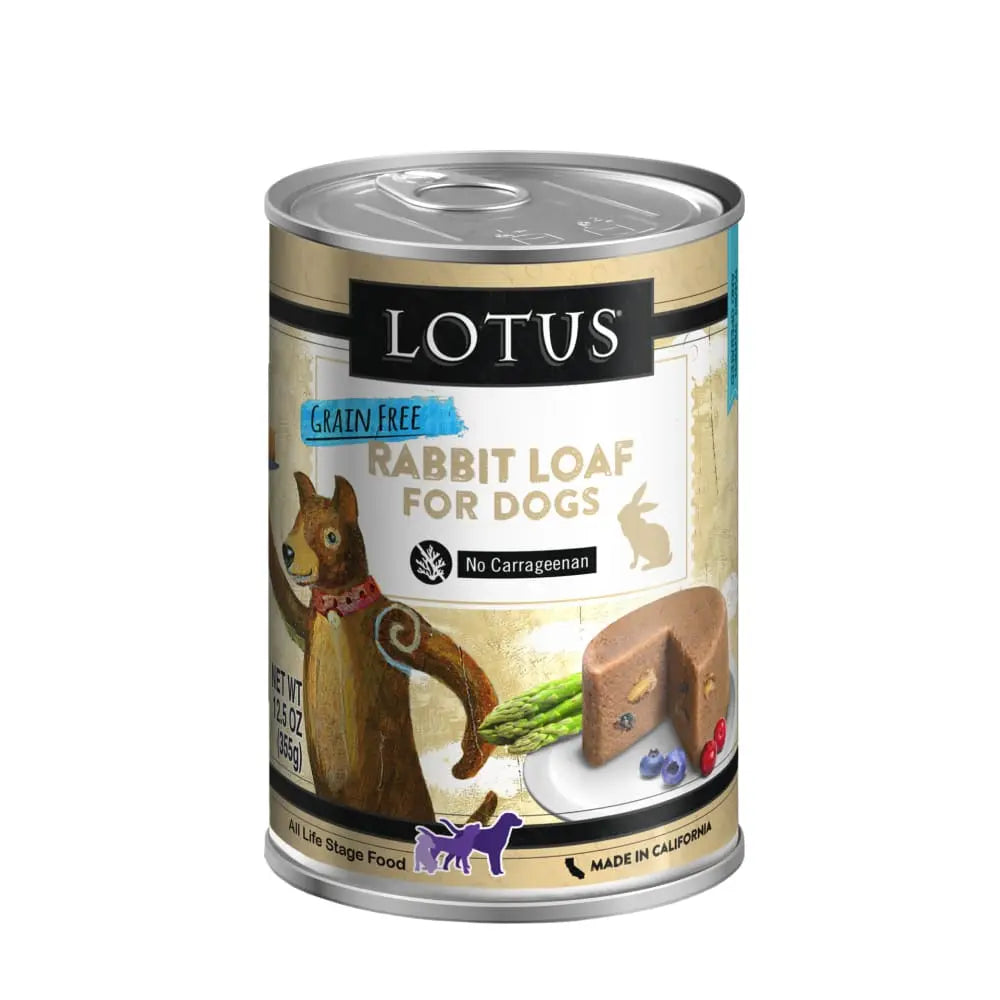 Lotus Rabbit Loaf Grain-Free Canned Dog Food,12/12.5oz Lotus