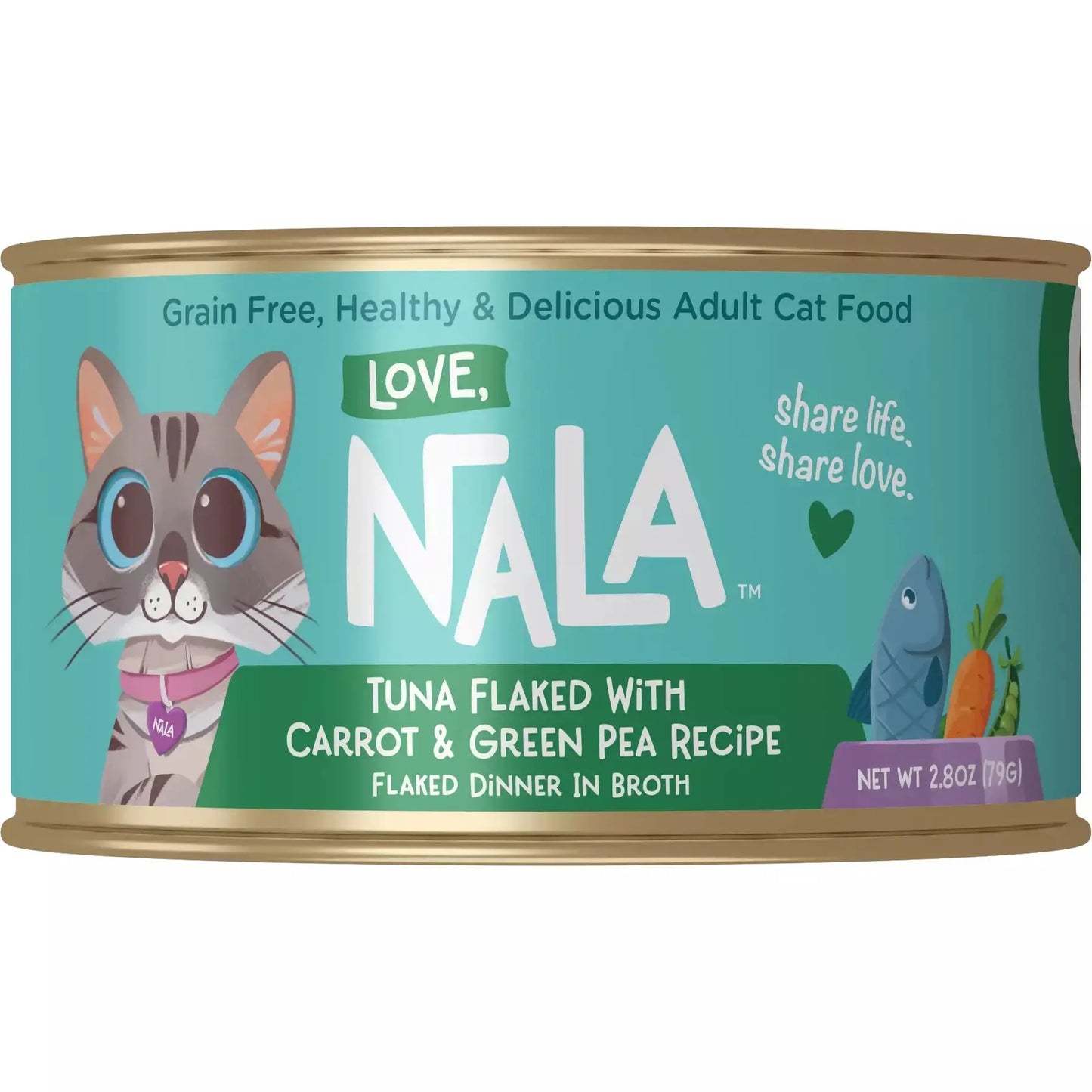 Love, Nala Tuna Flaked with Carrot & Green Pea Recipe in Broth Cat Food 2.8oz Love Nala