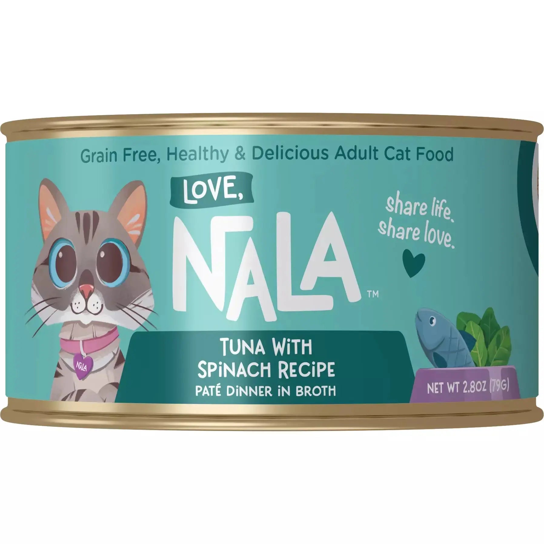 Love, Nala Tuna Pate with Spinach Recipe in Broth Cat Food 2.8oz Love Nala