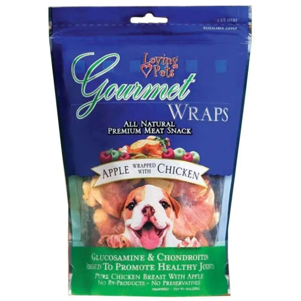 Loving Pets Gourmet Wraps Apple Wrapped with Chicken Dog Treat 6 oz Loving Pets