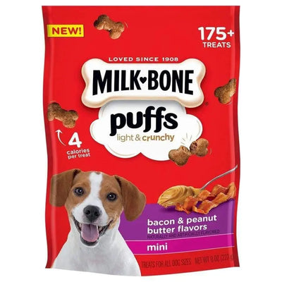 Milk Bone Puffs Mini Peanut Butter and Bacon Dog Treats 8 oz Milk-Bone
