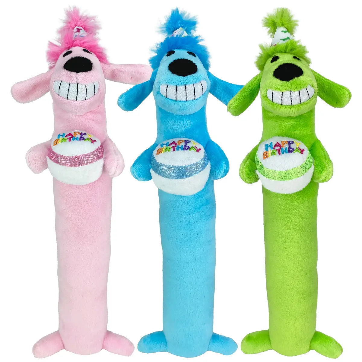 Multipet Loofa Birthday Dog Toys Assorted Colors 12" Multipet