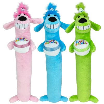 Multipet Loofa Birthday Dog Toys Assorted Colors 12" Multipet