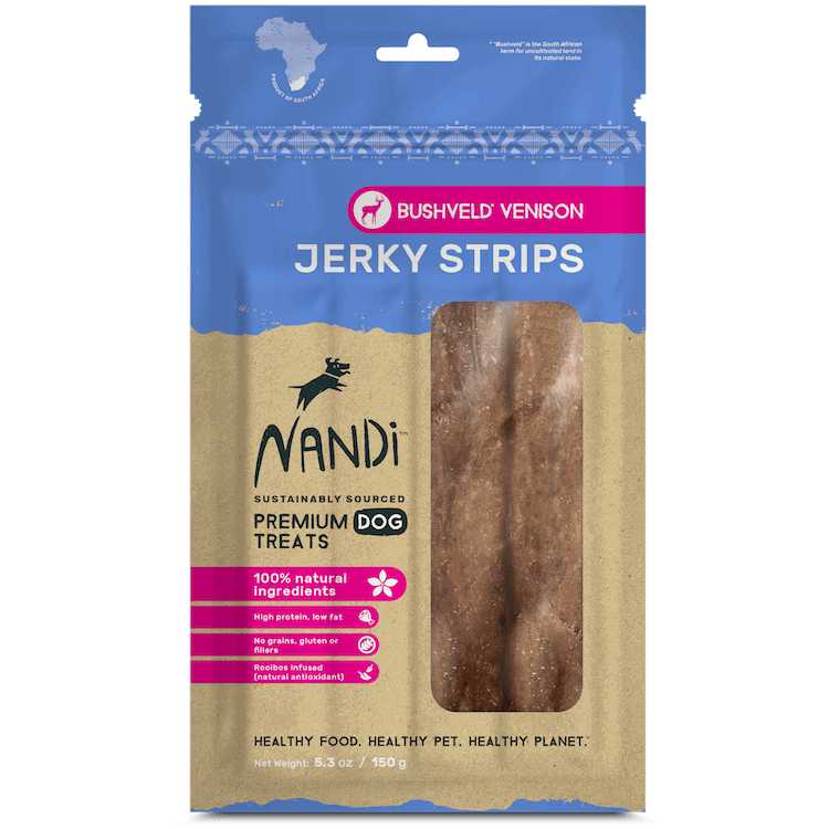 Nandi Bushveld Venison Grain-Free Jerky Strips Dog Treats 5.3 oz Nandi