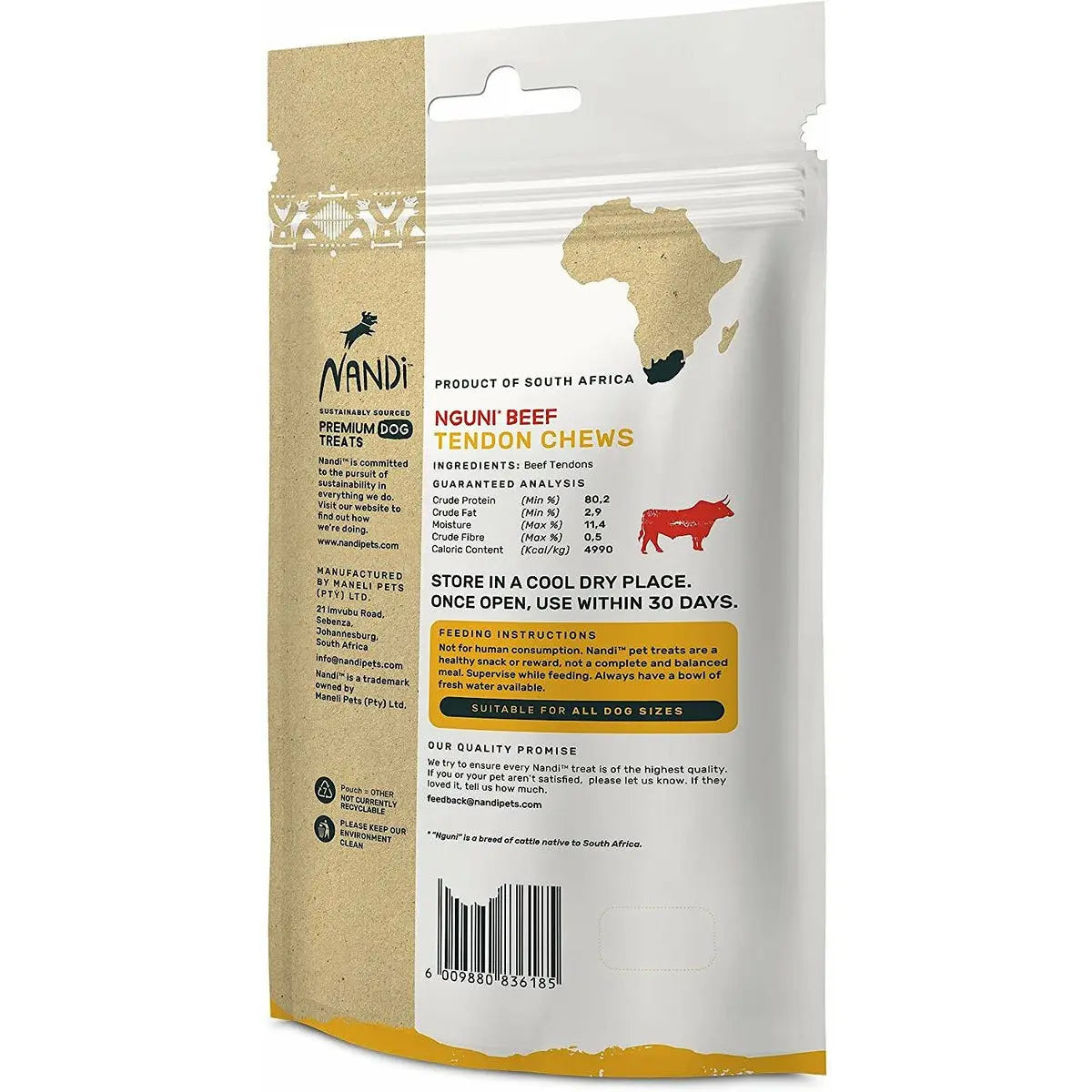 Nandi Nguni Beef Tendon Chews Dog Treats 3.5 oz Nandi