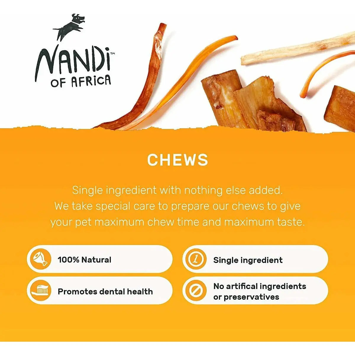 Nandi Nguni Beef Tendon Chews Dog Treats 3.5 oz Nandi