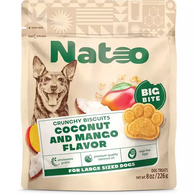 Natoo Biscuits Coconut and Mango Flavor BIG BITES Dog Recipe 8-oz Natoo