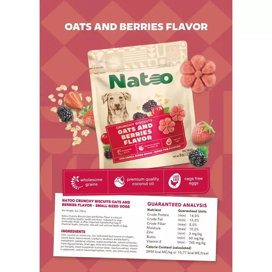 Natoo Biscuits Oats and Berries Flavor Dog Recipe 8-oz Talis Us