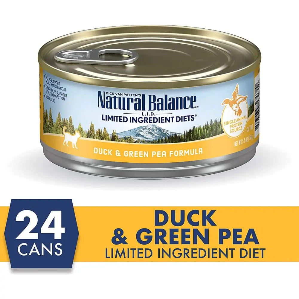 Natural Balance Pet Foods L.I.D. Indoor Wet Cat Food Duck & Green Pea, 24ea/5.5 oz Natural Balance