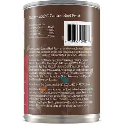 Nature's Logic Canine Beef Feast Grain-Free Canned Dog Food 13.2oz Case of 12 Nature's Logic