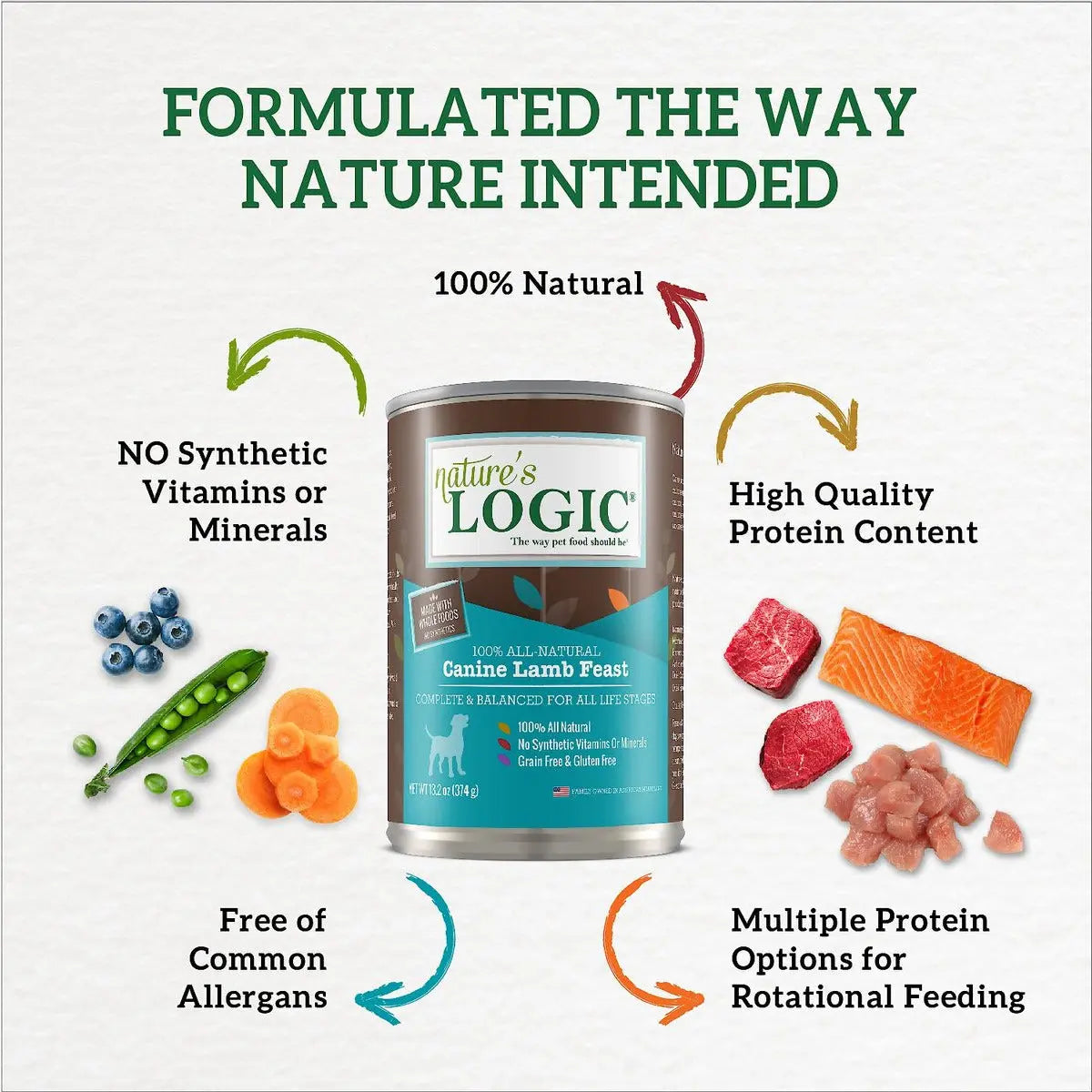 Nature's Logic Canine Duck & Salmon Feast Grain-Free Canned Dog Food 13.2 oz Case of 12 Nature's Logic