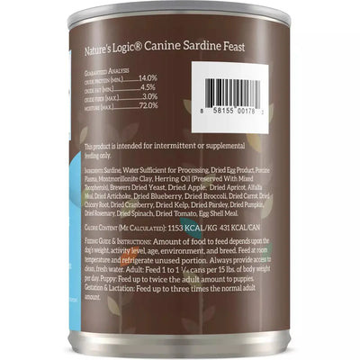 Nature's Logic Canine Sardine Feast Grain-Free Canned Dog Food 13.2 oz case of 12 Nature's Logic