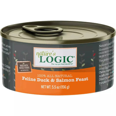 Nature's Logic Feline Duck & Salmon Recipe Grain-Free Canned Cat Food 5.5 oz Case of 24 Nature's Logic