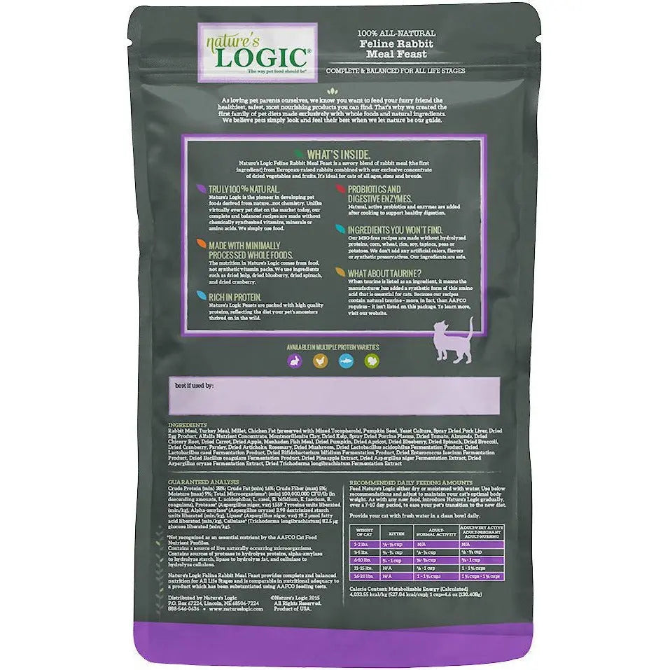 Nature's Logic Feline Rabbit Meal Feast All Life Stages Dry Cat Food Nature's Logic