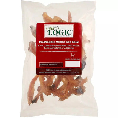Natures Logic Beef Tendon Canine Chew Dog Treats 1 lb. Bag Nature's Logic
