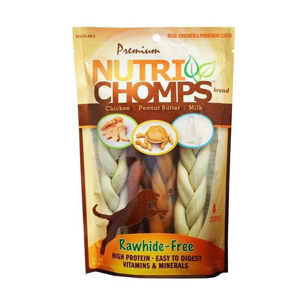 Nutri Chomps Assorted Flavor Braid Dog Treats 6 Inch 4 Count Nutri Chomps