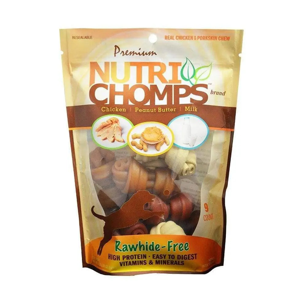 Nutri Chomps Assorted Flavor Knot Dog Treats 3-4 Inch 9 Count Nutri Chomps