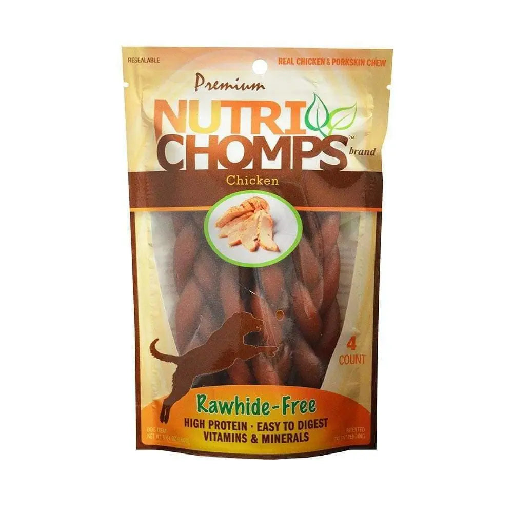 Nutri Chomps Chicken Flavor Braid Dog Treats 6 Inch 4 Count Nutri Chomps